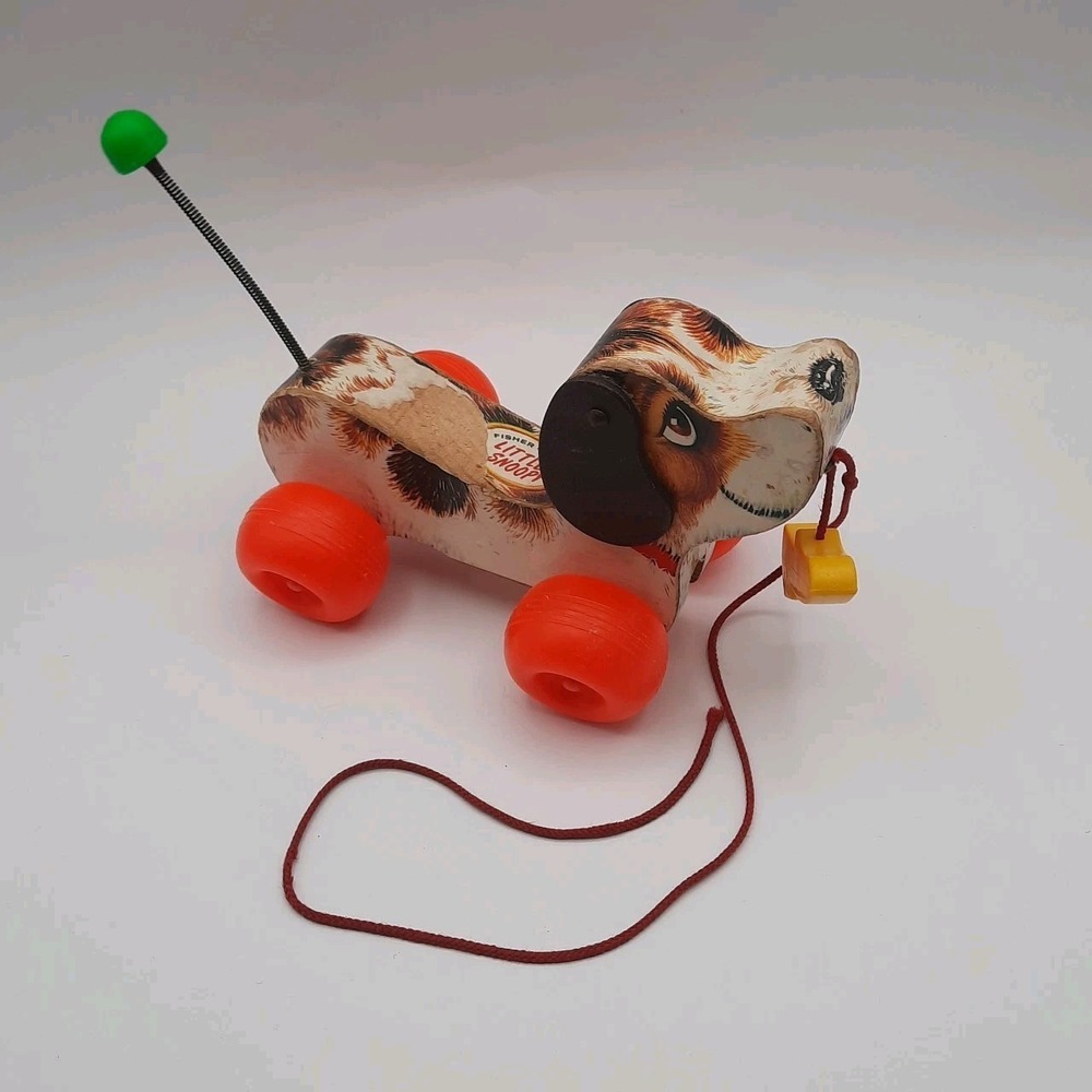 Fisher Price Little Snoopy Vintage Wooden Dog  Pull Along Toy 1968 #693